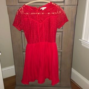 Francesca’s Red Dress with lace, worn once.